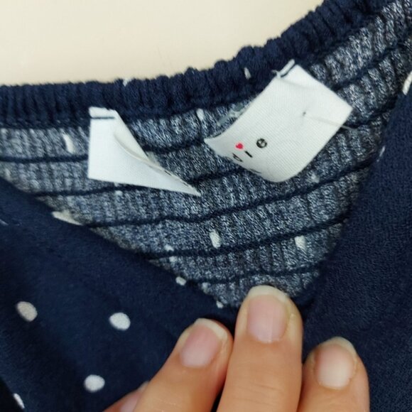 Elodie off the shoulder blue multi sized dot top with back ruching and a frill - Picture 8 of 8